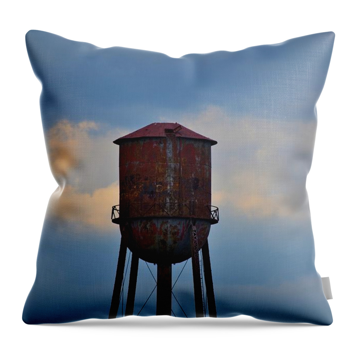 Tower Throw Pillow featuring the photograph Rusty Watertower by Tara Potts
