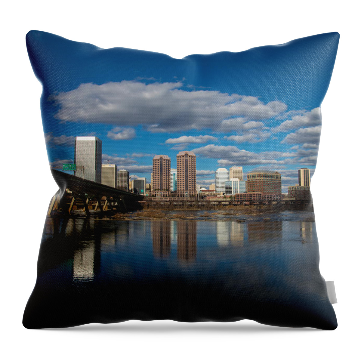 Rva Throw Pillow featuring the photograph RVA Cityscape by Stacy Abbott