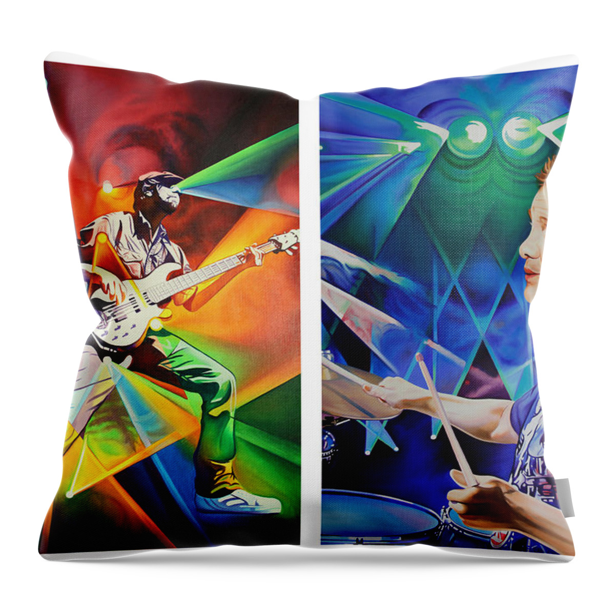 Umphrey's Mcgee Throw Pillow featuring the painting Ryan and Kris by Joshua Morton