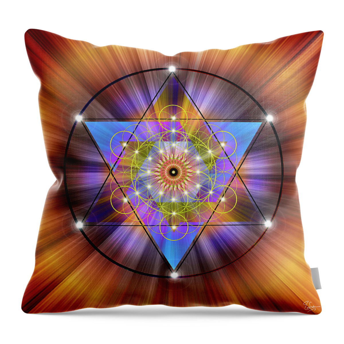 Endre Throw Pillow featuring the digital art Sacred Geometry 44 by Endre Balogh