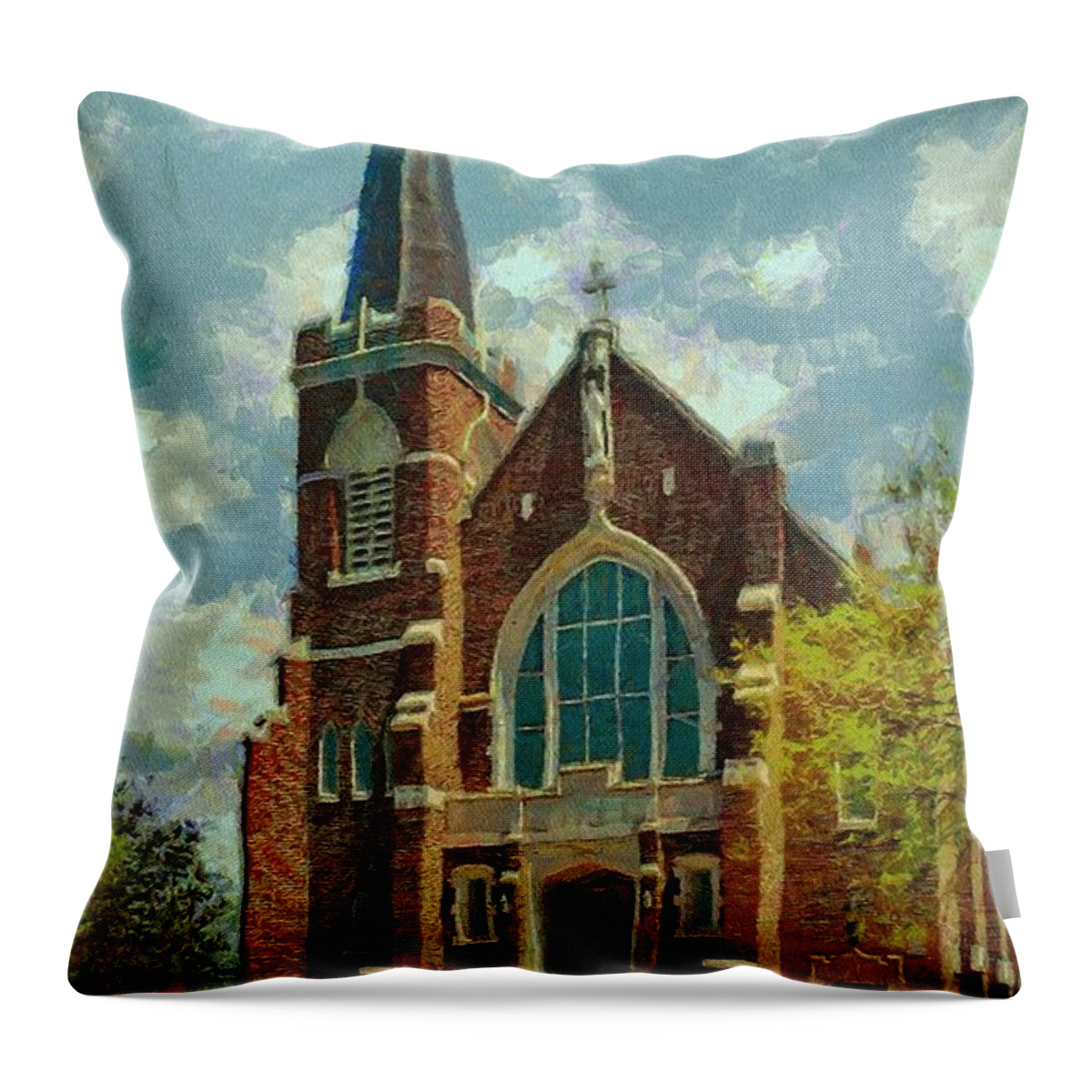 Church Throw Pillow featuring the painting Sacred Heart by Jeffrey Kolker