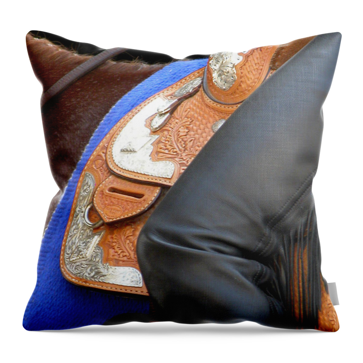 American Throw Pillow featuring the photograph Saddle Leg 3623 by Jerry Sodorff