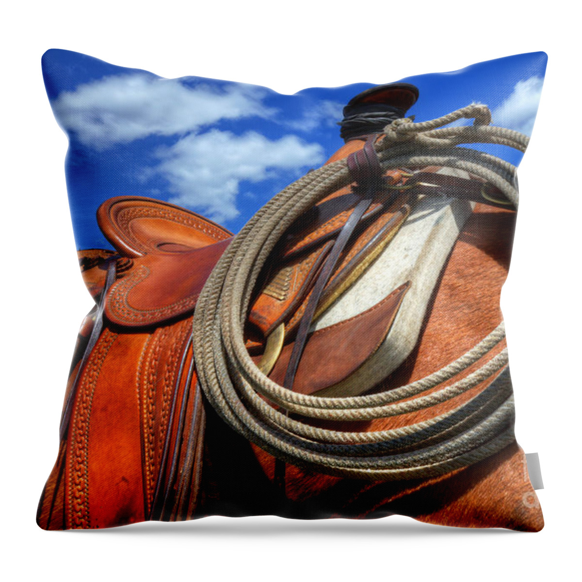  Horse Throw Pillow featuring the photograph Saddle Up by Bob Christopher