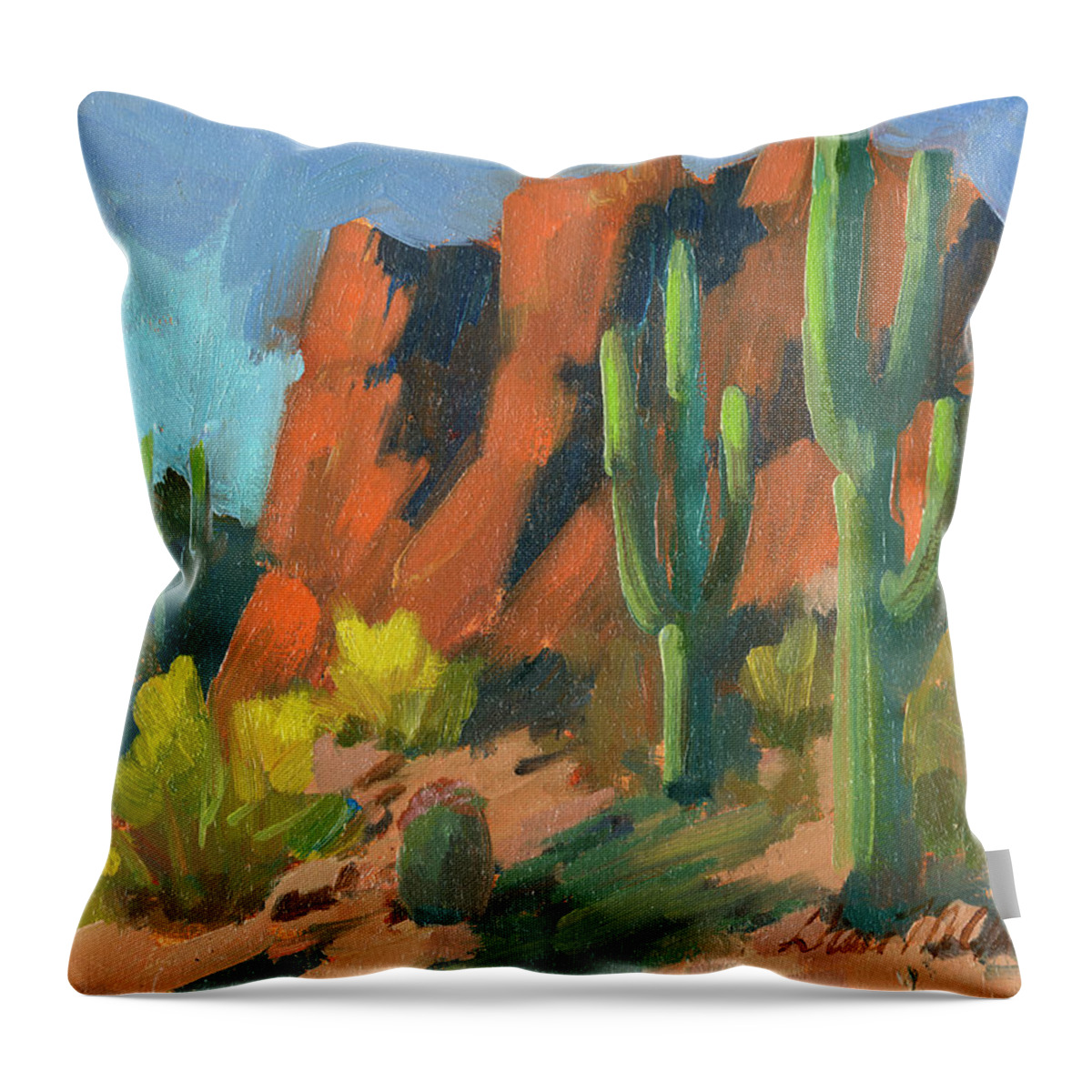Saguaro Cactus Throw Pillow featuring the painting Saguaro Cactus 1 by Diane McClary
