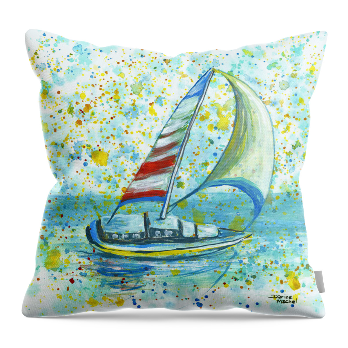 Seascape Throw Pillow featuring the painting Sail On Maui by Darice Machel McGuire
