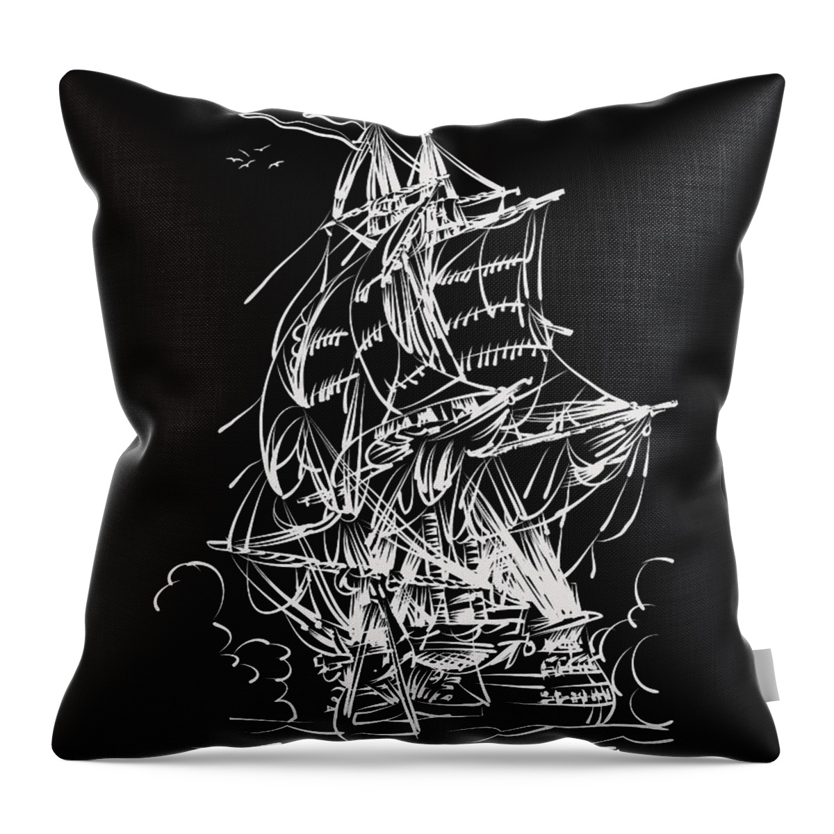 Sailing Throw Pillow featuring the drawing Sailing 1 by Andrzej Szczerski