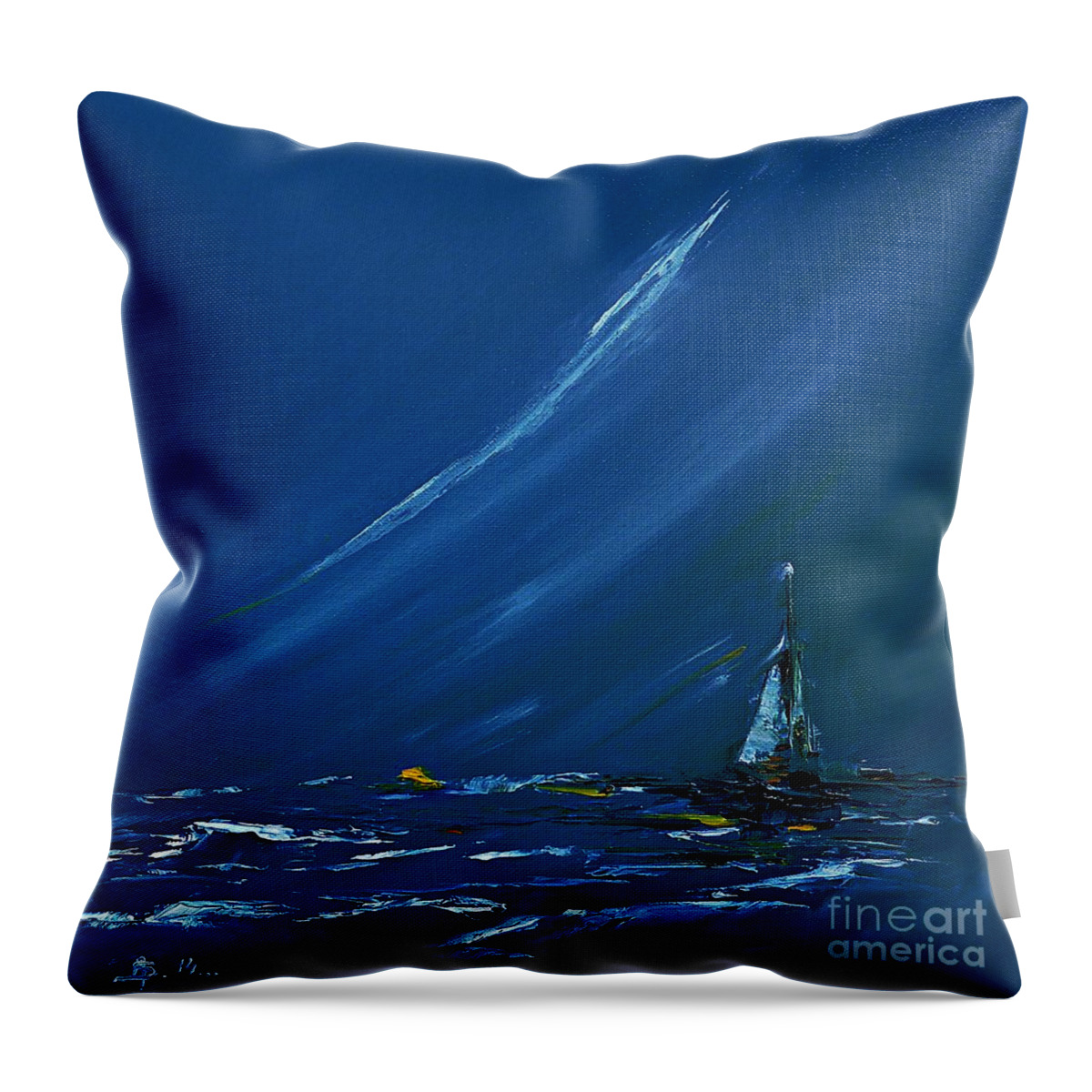 Sea Throw Pillow featuring the painting Sailing by Amalia Suruceanu