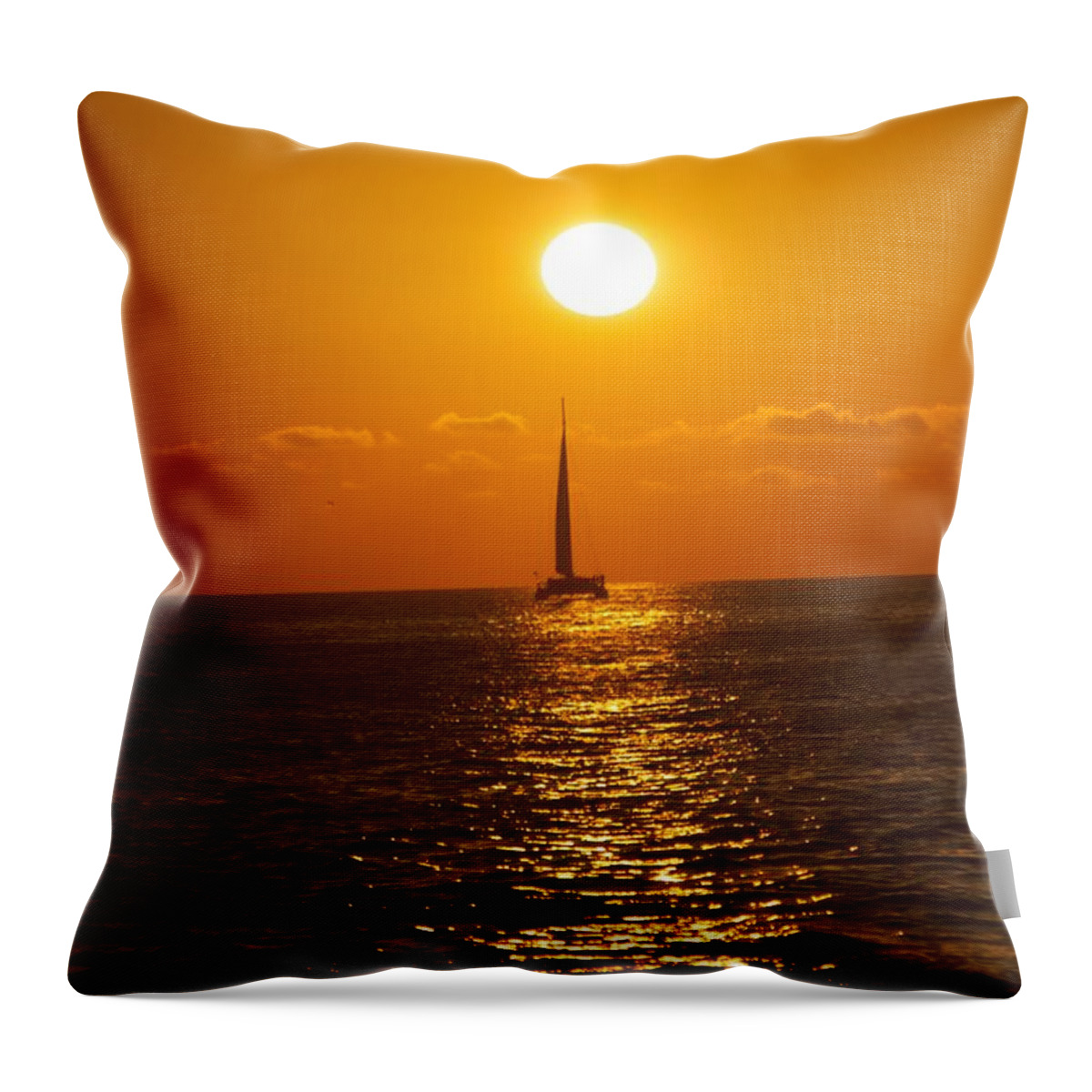 Key West Throw Pillow featuring the photograph Sailing at Sunset by Allan Morrison