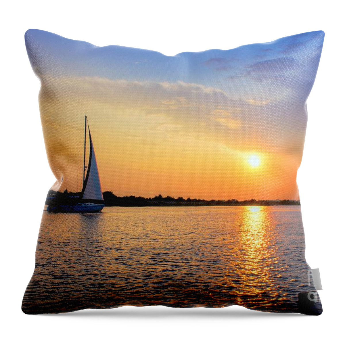 Sailing Throw Pillow featuring the photograph Sailing Into The Sunset by Benanne Stiens