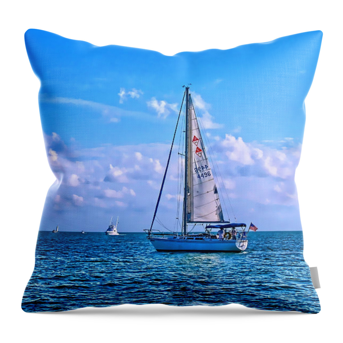 Yacht Throw Pillow featuring the photograph Sailing off of Key Largo by Chris Thaxter