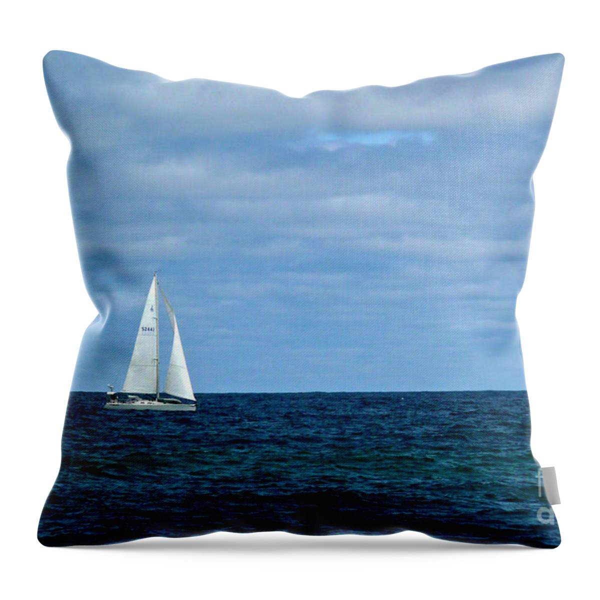 Ocean Throw Pillow featuring the photograph Sailing the Ocean Blue by Jayne Carney