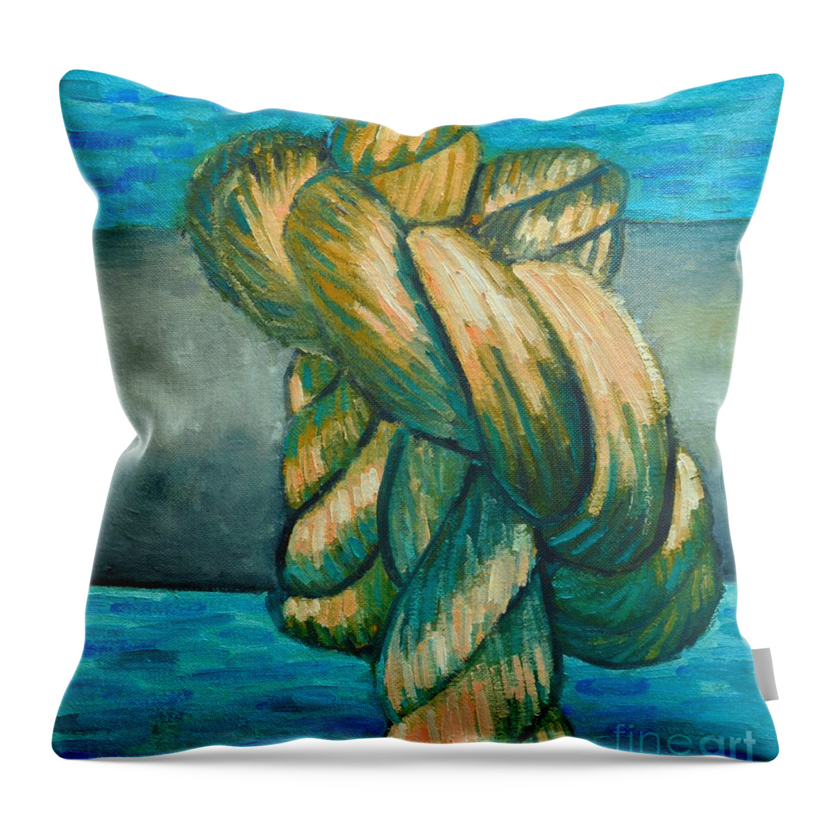 Knot Throw Pillow featuring the painting Sailor Knot 9 by Ana Maria Edulescu