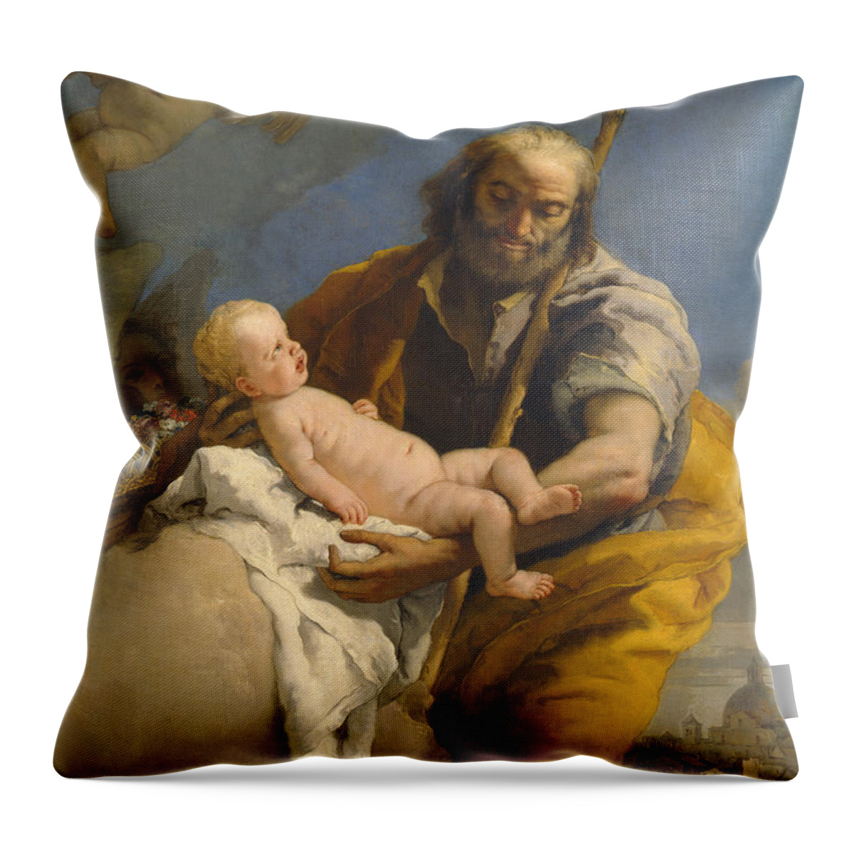 Saint Joseph And The Christ Child Throw Pillow featuring the painting Saint Joseph and the Christ Child by Giovanni Battista Tiepolo
