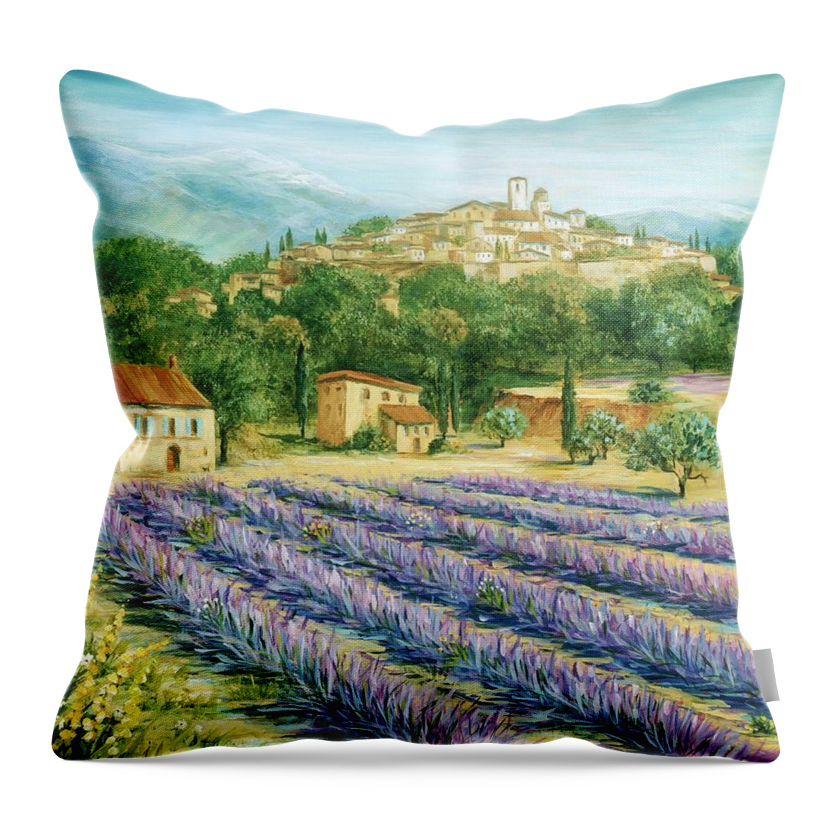 Europe Throw Pillow featuring the painting Saint Paul de Vence and Lavender by Marilyn Dunlap