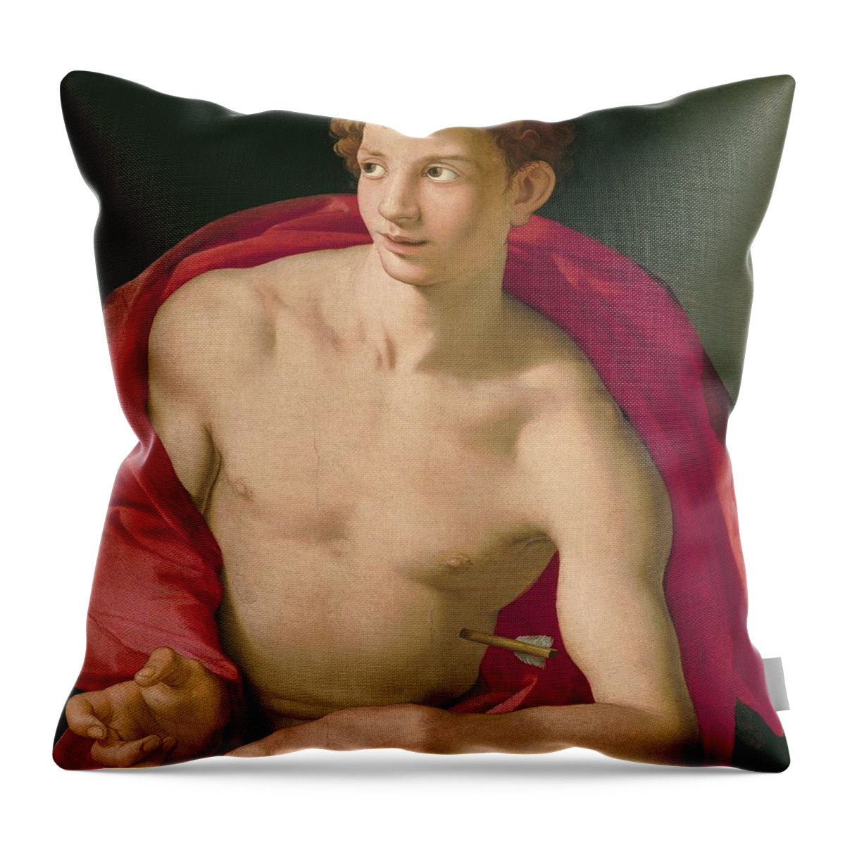 1533 Throw Pillow featuring the painting Saint Sebastian by Agnolo Bronzino