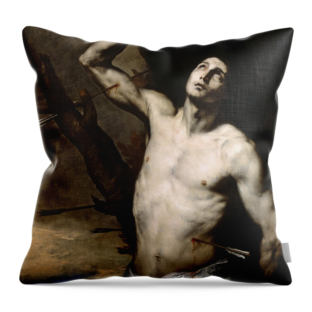 Jusepe De Ribera Throw Pillow featuring the painting Saint Sebastian by Jusepe de Ribera