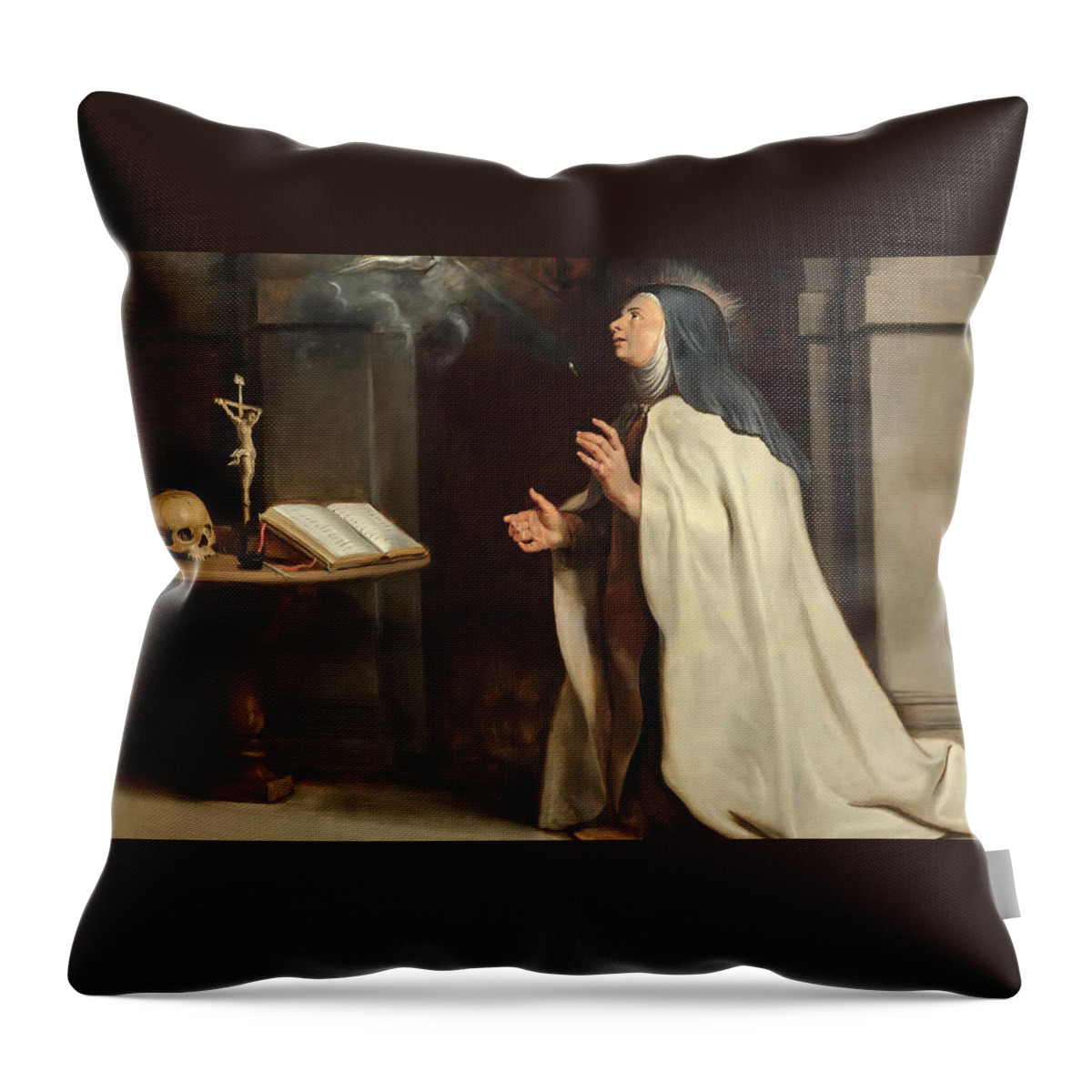 Peter Paul Rubens Throw Pillow featuring the painting Saint Teresa of Avila's Vision of the Holy Spirit by Peter Paul Rubens