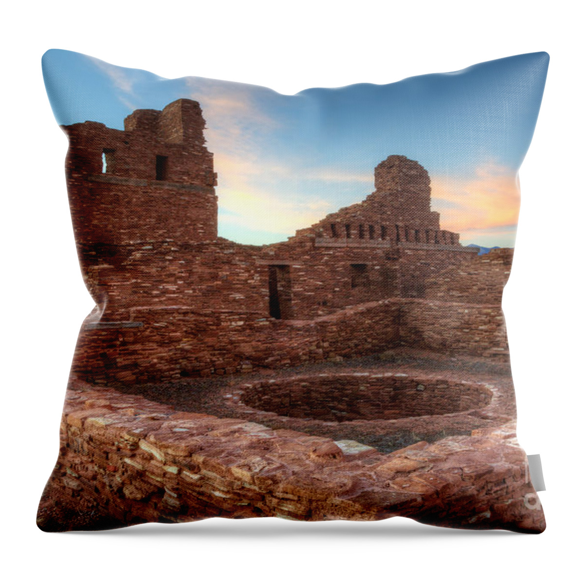 Salinas Pueblo Mission Ruins Throw Pillow featuring the photograph Salinas Pueblo Mission Abo Ruin by Bob Christopher