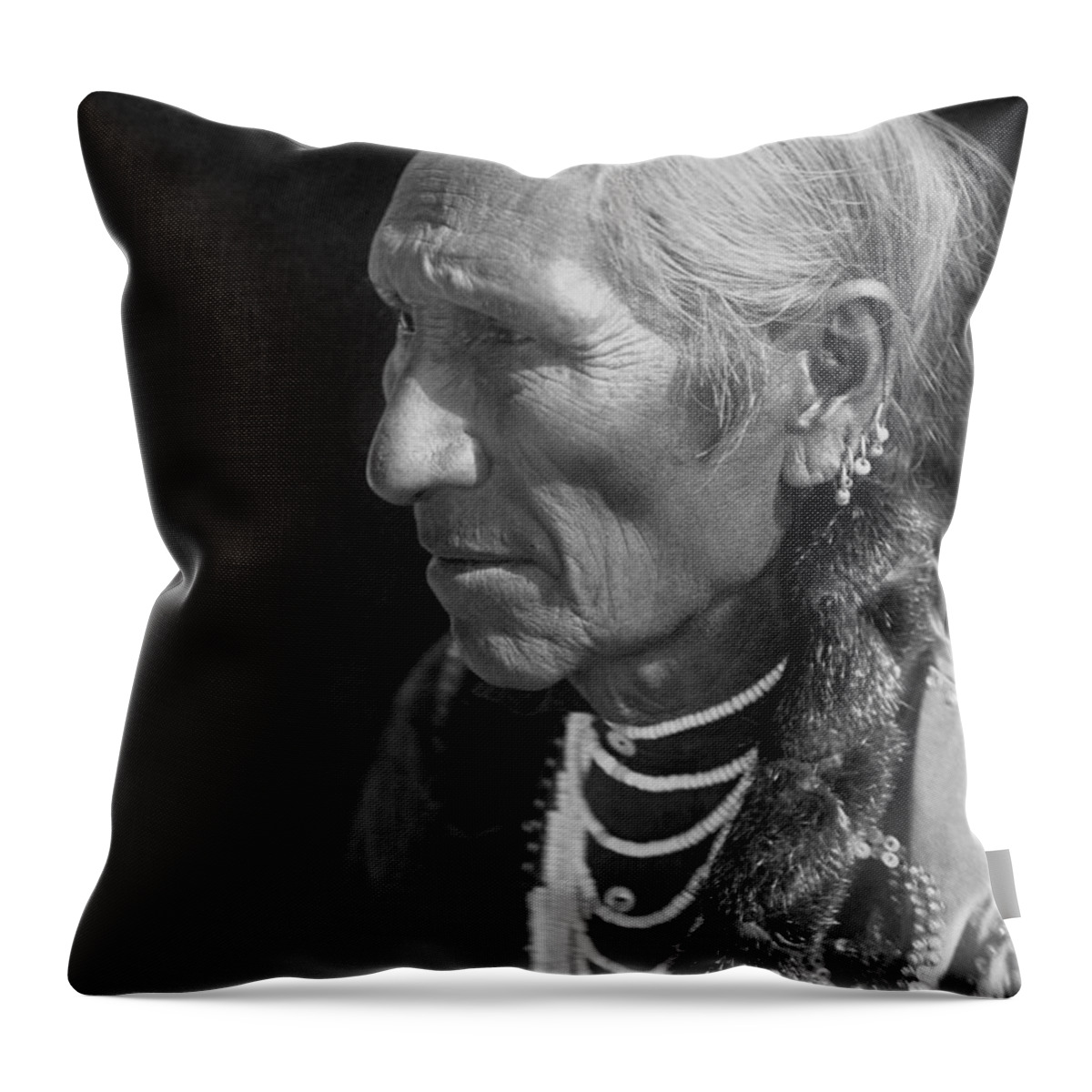1910 Throw Pillow featuring the photograph Salish Indian circa 1910 by Aged Pixel
