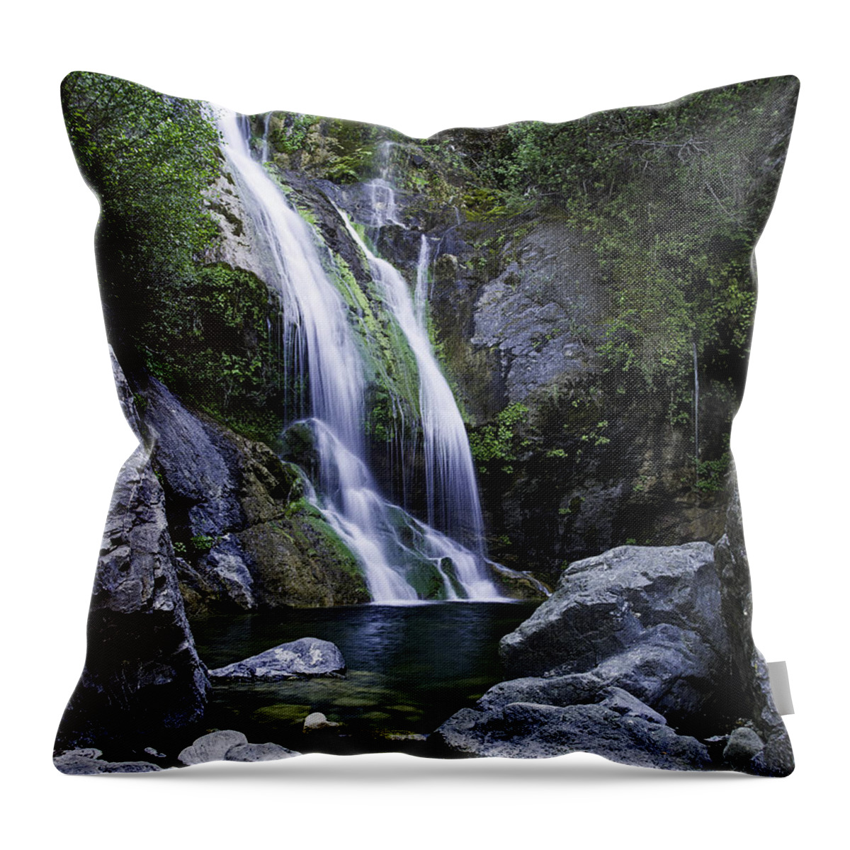 Waterfall Throw Pillow featuring the photograph Salmon Creek Falls 2 - Big Sur by Paul Riedinger