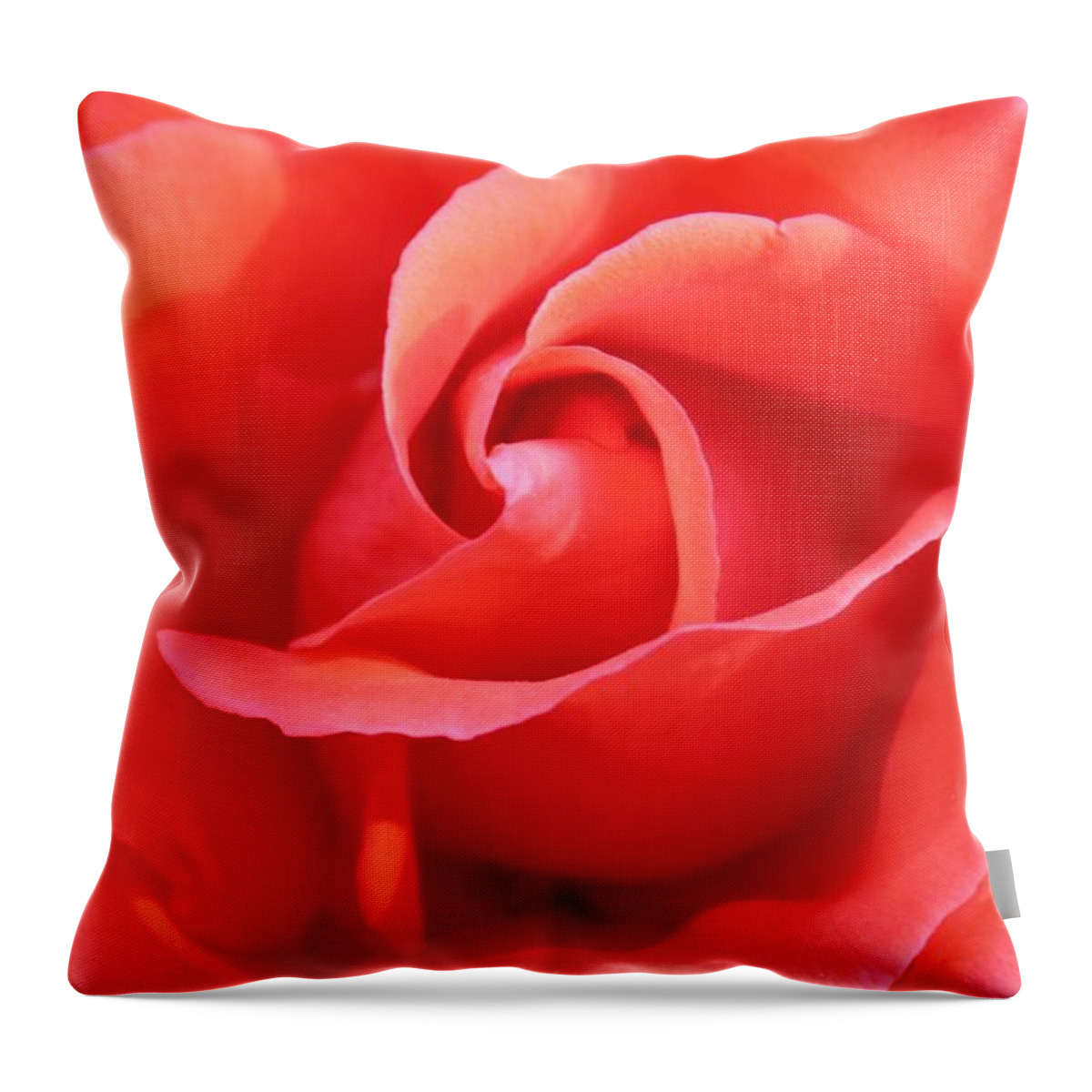 Rose Throw Pillow featuring the photograph Salmon Floral Rose Abstract by Judy Palkimas