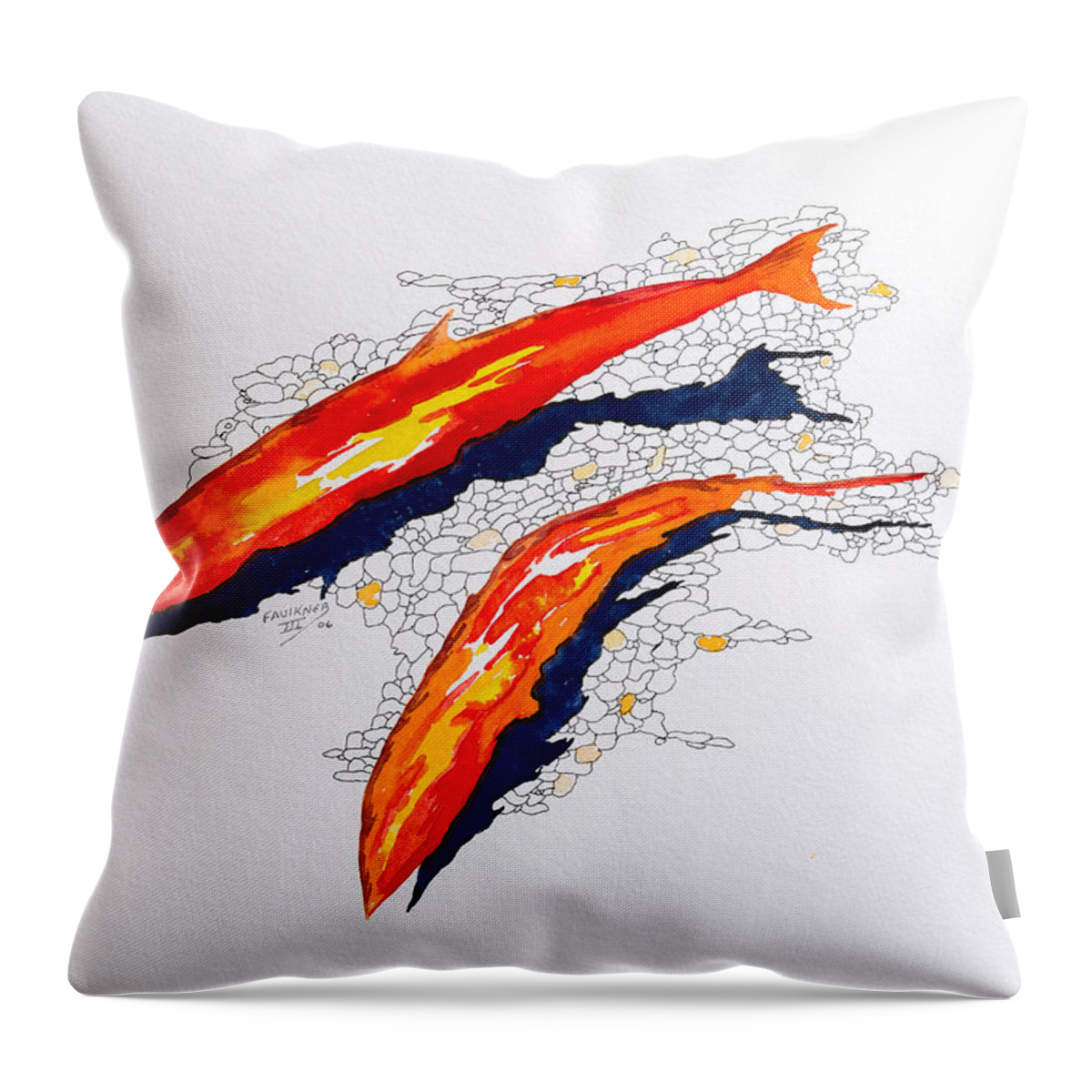 Abstract Throw Pillow featuring the painting Salmon Run by Richard Faulkner
