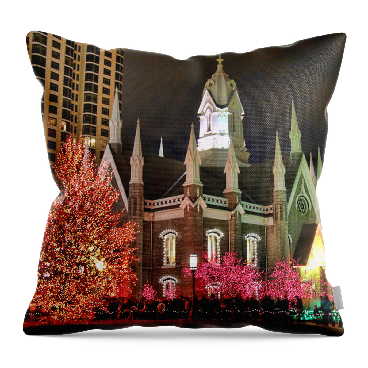 Salt Lake Temple Throw Pillow featuring the photograph Salt Lake Temple - 3 by Ely Arsha