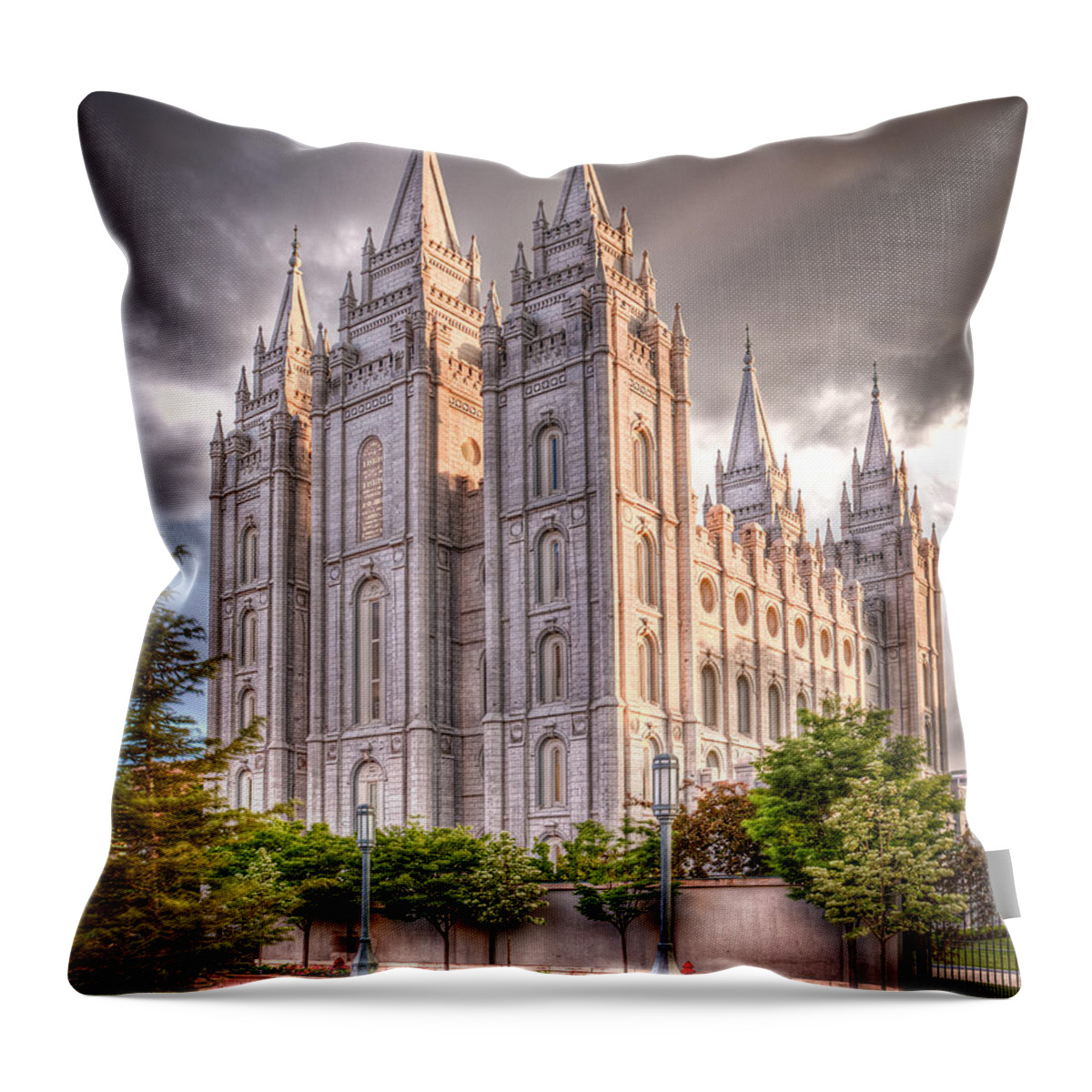 Temple Throw Pillow featuring the photograph Salt Lake Temple by Niels Nielsen