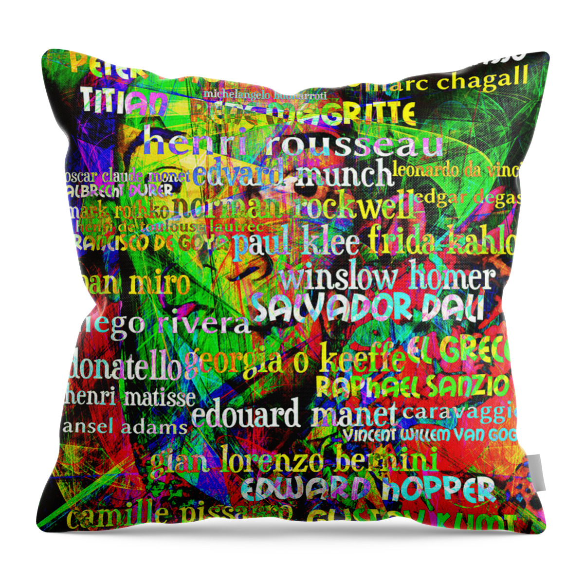 Wingsdomain Throw Pillow featuring the photograph Salvador Dali Masters of Art 20130625 by Wingsdomain Art and Photography