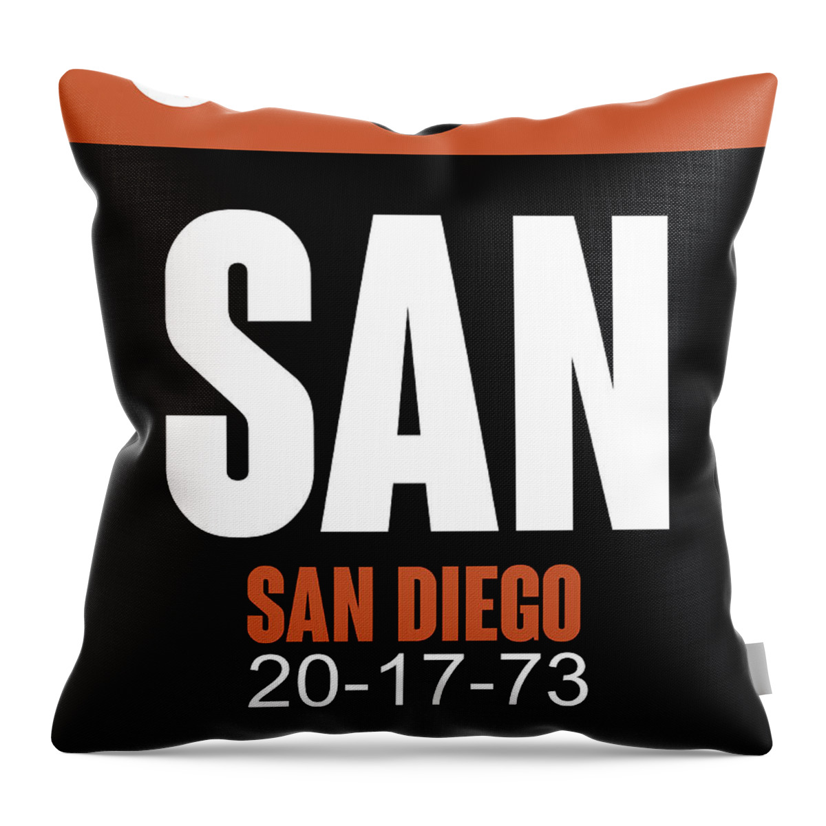 San Diego Throw Pillow featuring the digital art San Diego Airport Poster 3 by Naxart Studio