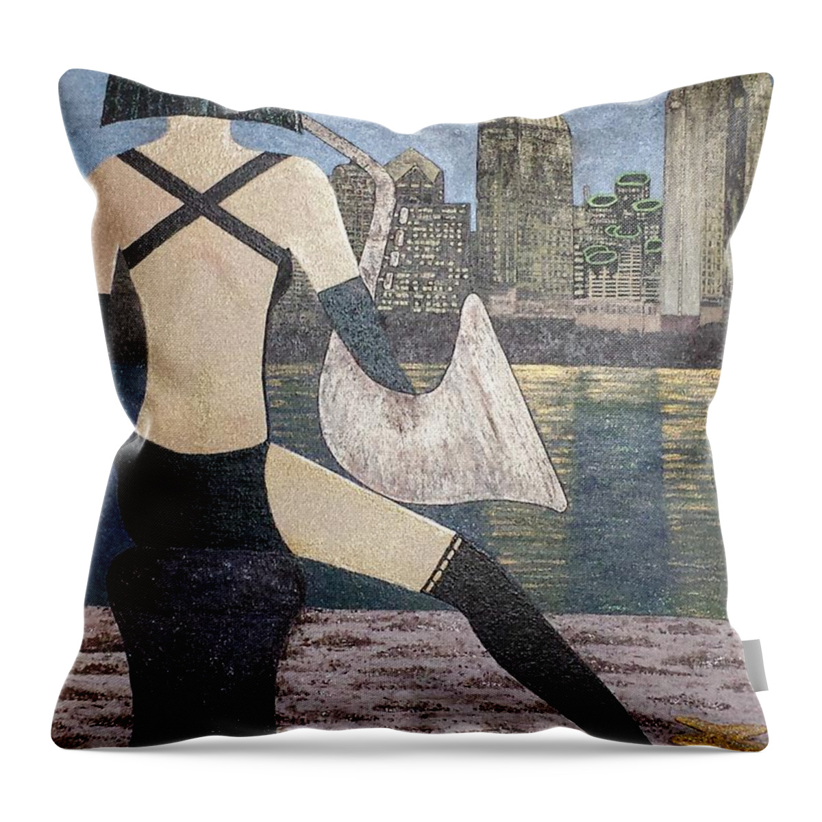 San Diego Throw Pillow featuring the painting San Diego California by Jasna Gopic