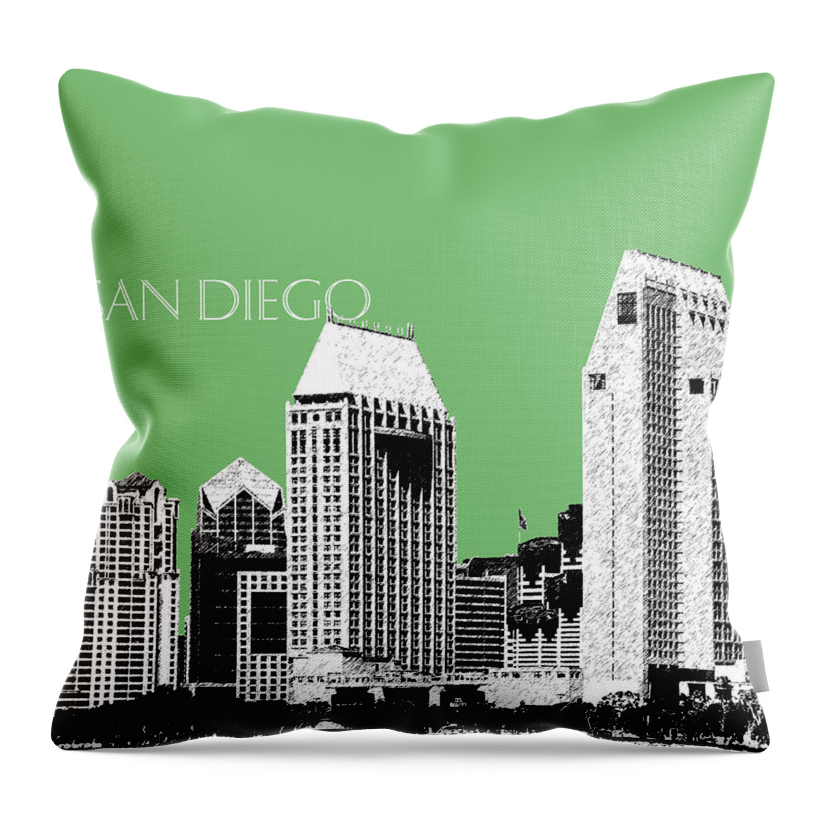 Architecture Throw Pillow featuring the digital art San Diego Skyline 2 - Apple by DB Artist