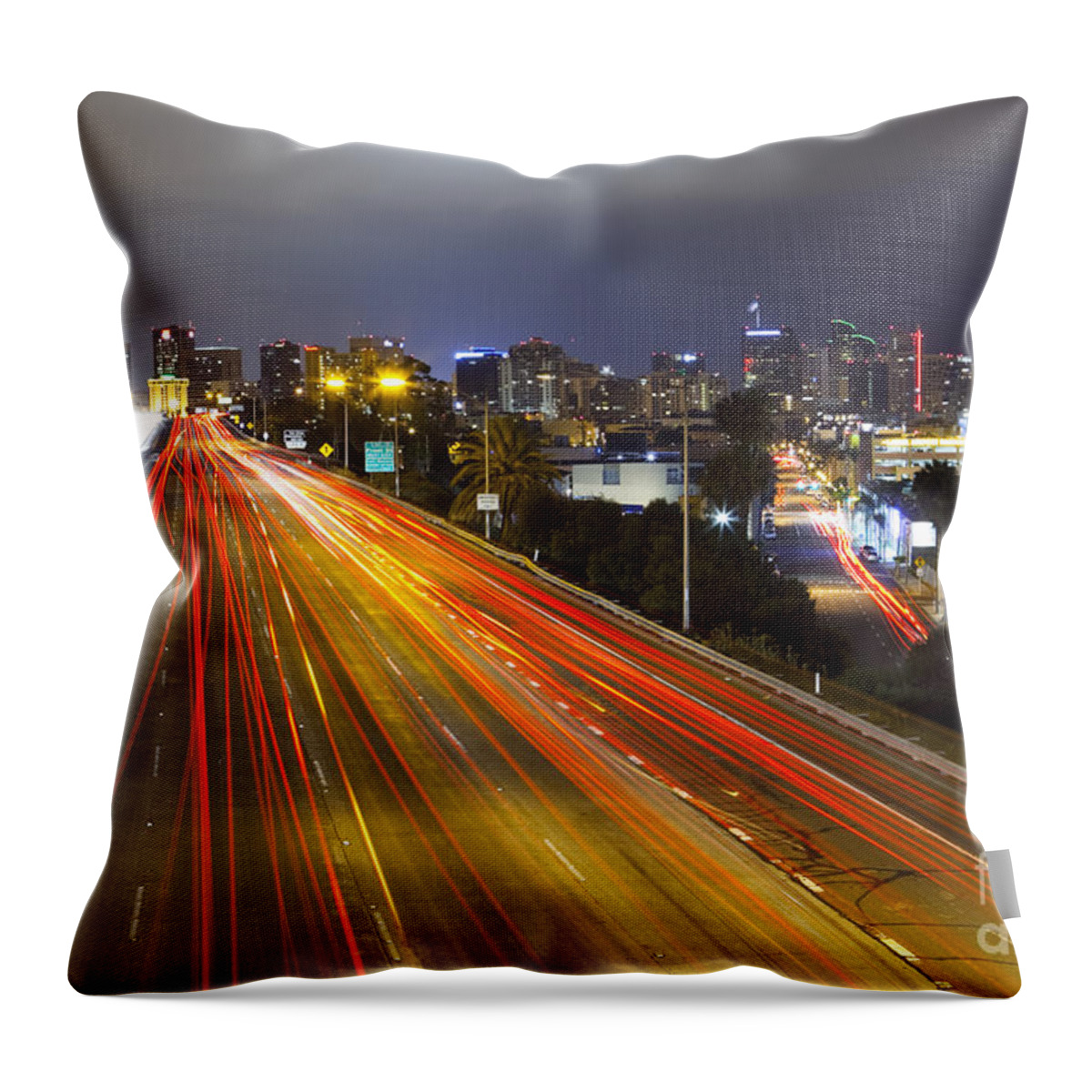 Long Exposure Throw Pillow featuring the photograph San Diego Skyline by Bryan Mullennix