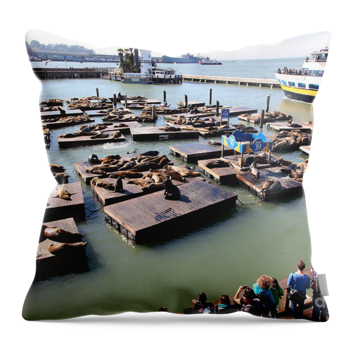 San Francisco Throw Pillow featuring the photograph San Francisco Pier 39 Sea Lions 5D26116 by Wingsdomain Art and Photography