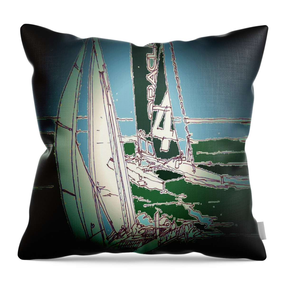 Sailing San Francisco Bay Oracle Races Throw Pillow featuring the painting San Francisco Races by Andrew Drozdowicz
