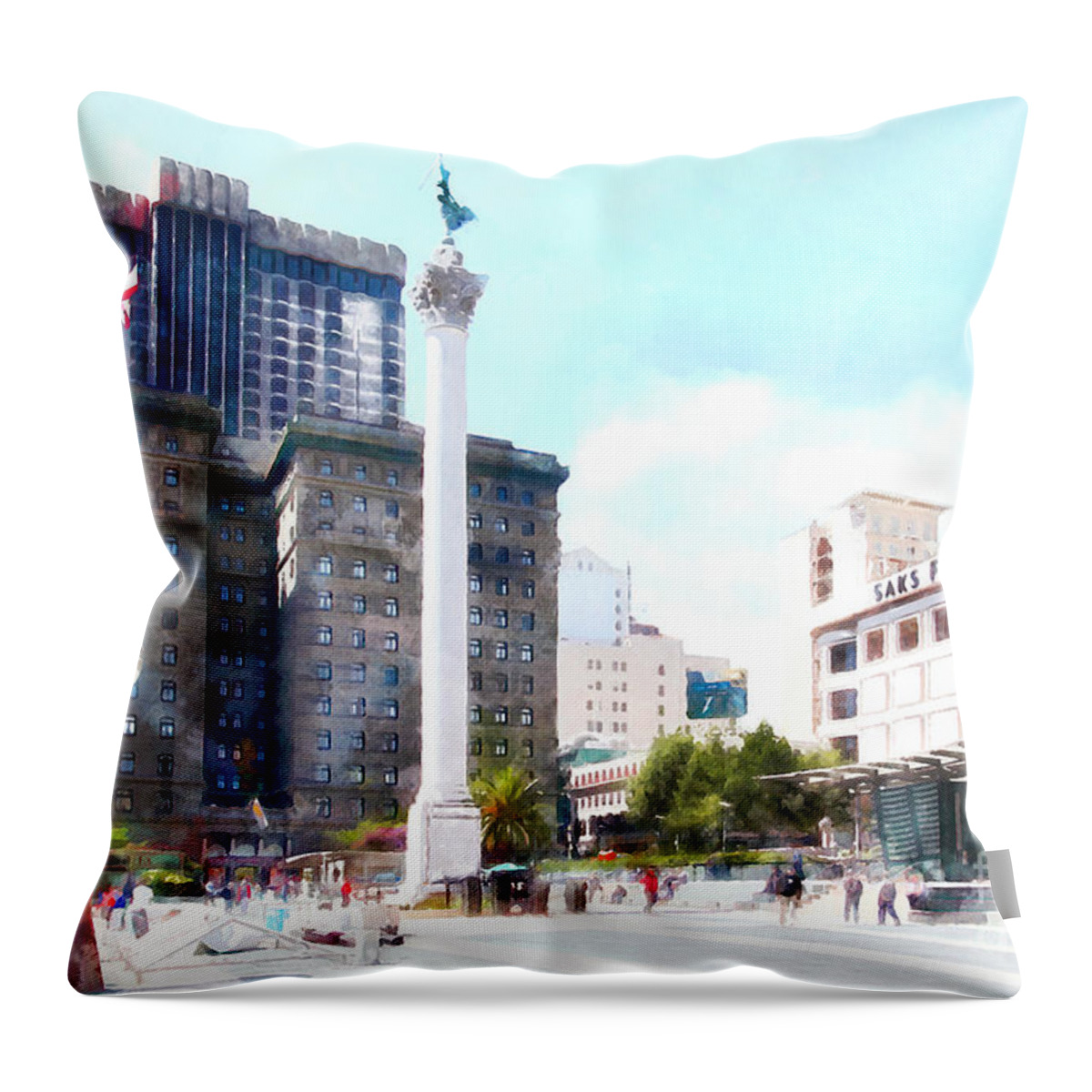 Francisco Throw Pillow featuring the photograph San Francisco Union Square 5D17933wcstyle by Wingsdomain Art and Photography