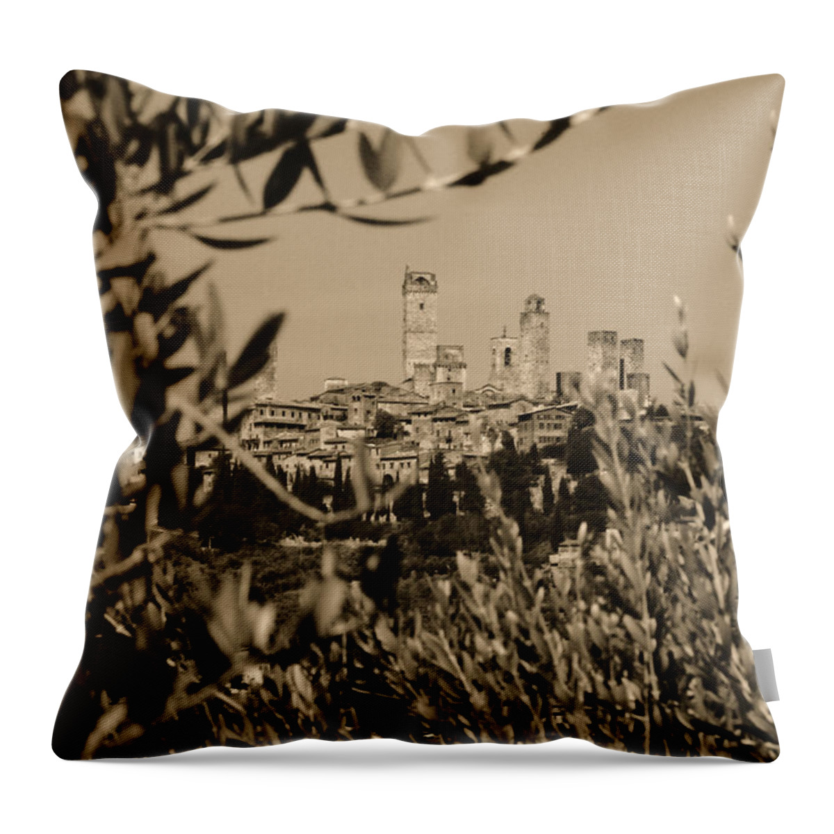 San Gimignano Throw Pillow featuring the photograph San Gimignano II by Nigel Fletcher-Jones