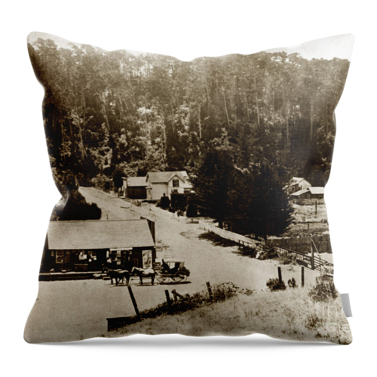 San Luis Obispo County Throw Pillow featuring the photograph Cambrian San Luis Obispo County circa 1900 by Monterey County Historical Society