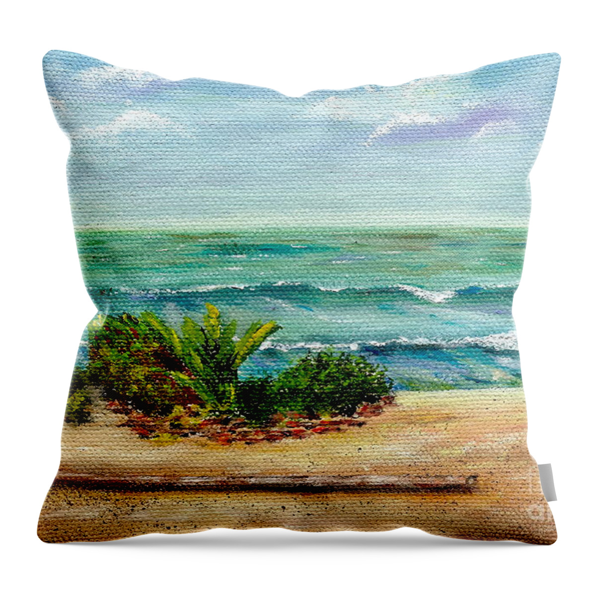 Beach Throw Pillow featuring the painting San Onofre Beach by Mary Scott