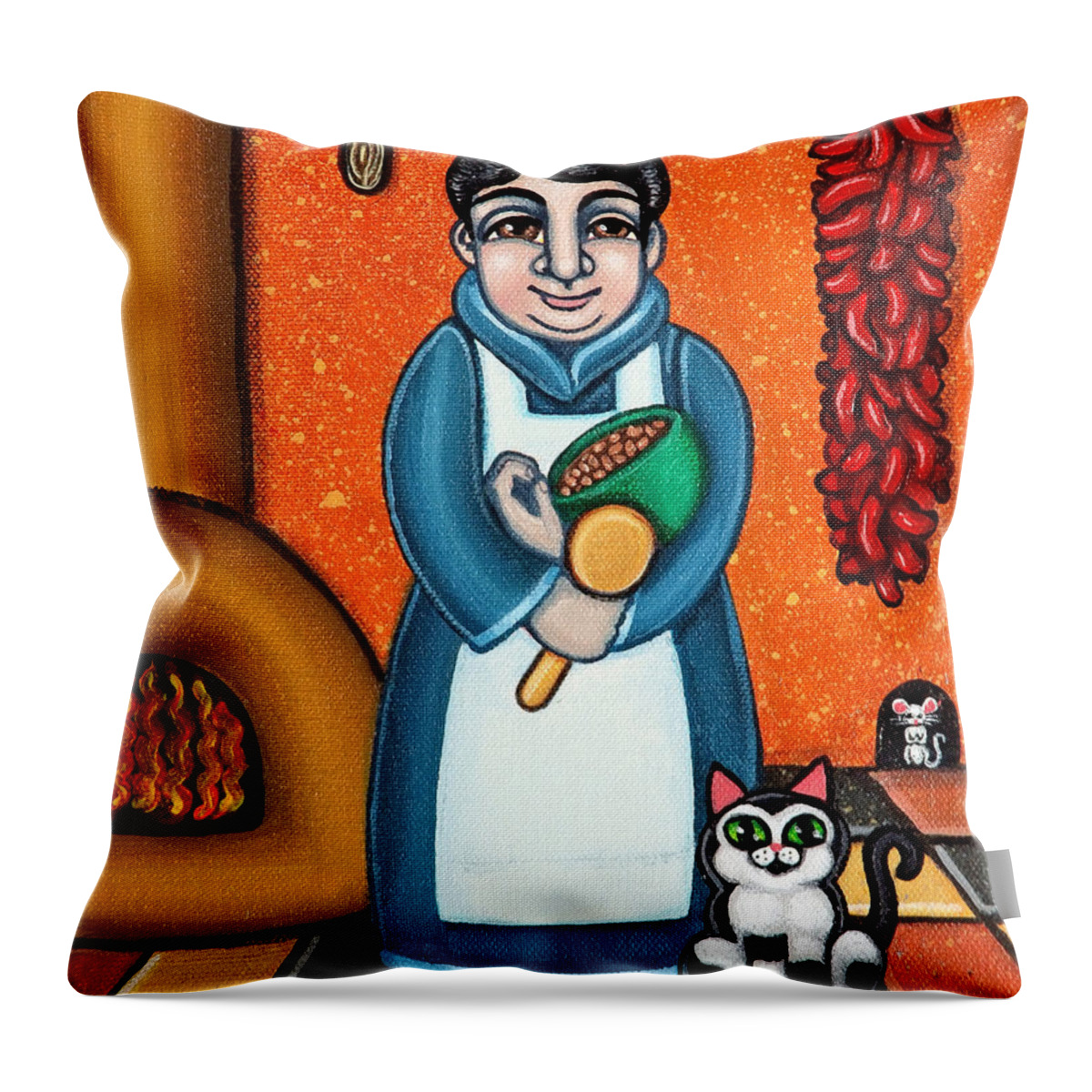 San Pascual Throw Pillow featuring the painting San Pascual and Felix by Victoria De Almeida