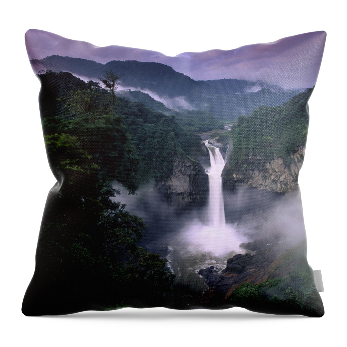 Mp Throw Pillow featuring the photograph San Rafael Falls On The Quijos River by Pete Oxford