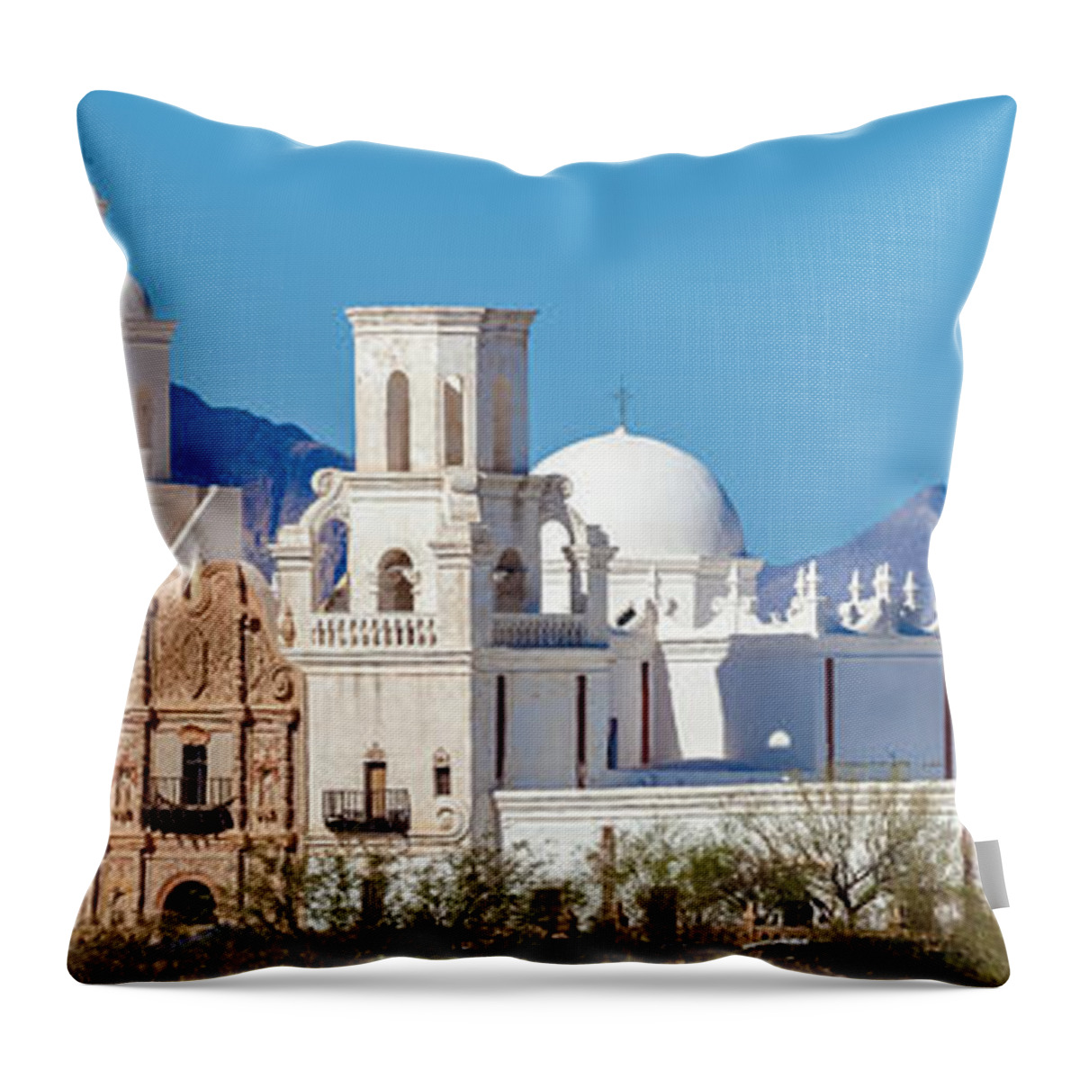 San Xavier Throw Pillow featuring the photograph San Xavier del Bac Mission by Ed Gleichman