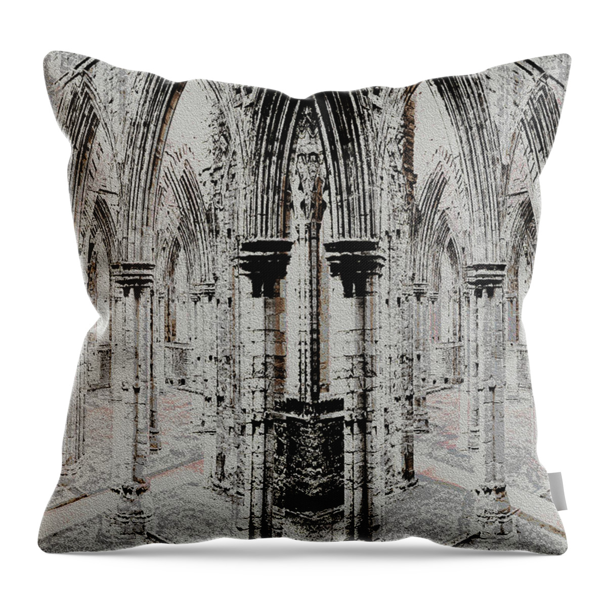 Tintern Abbey Throw Pillow featuring the digital art Sanctuary by Stephanie Grant