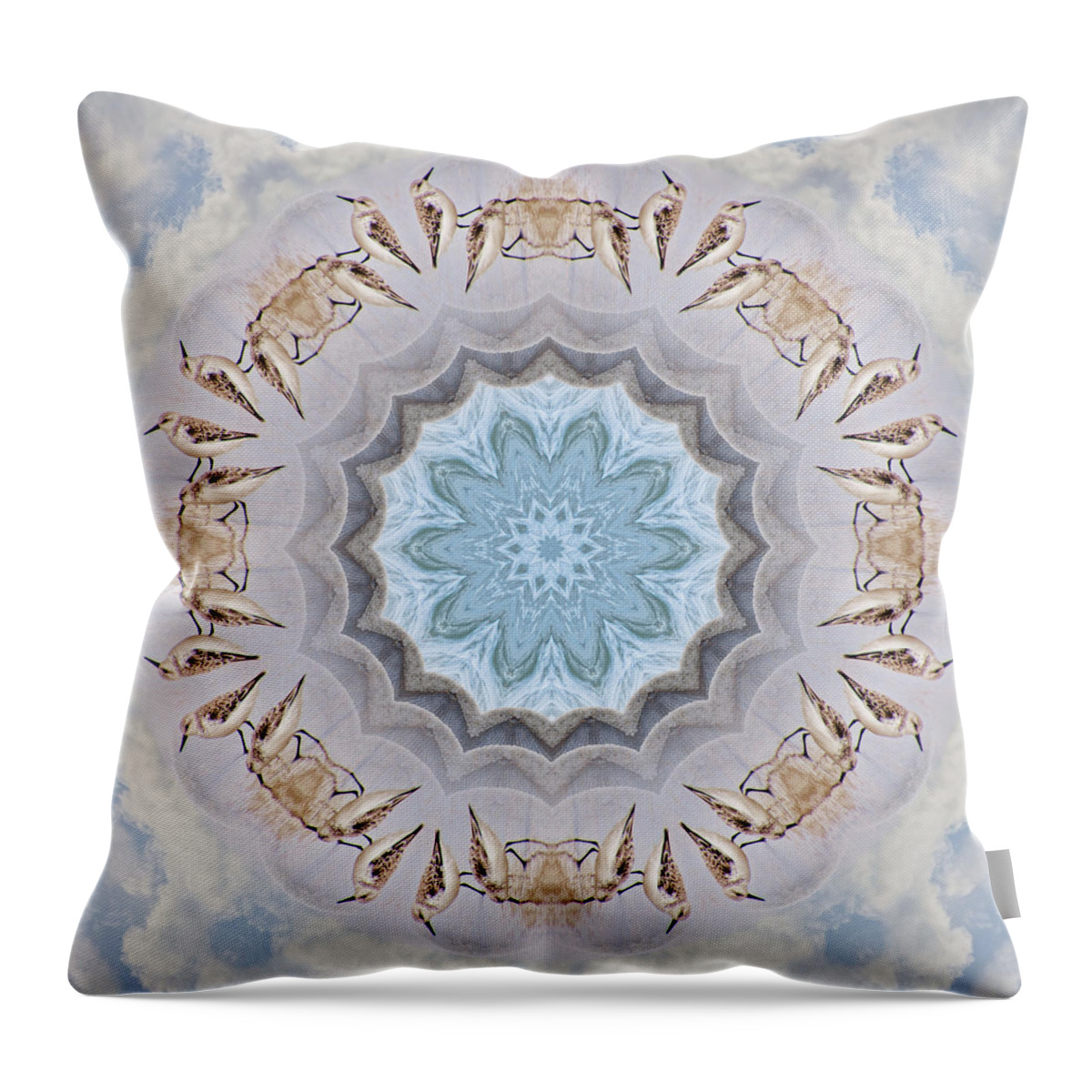Sand Piper Throw Pillow featuring the photograph Sandpiper Mandala by Beth Venner