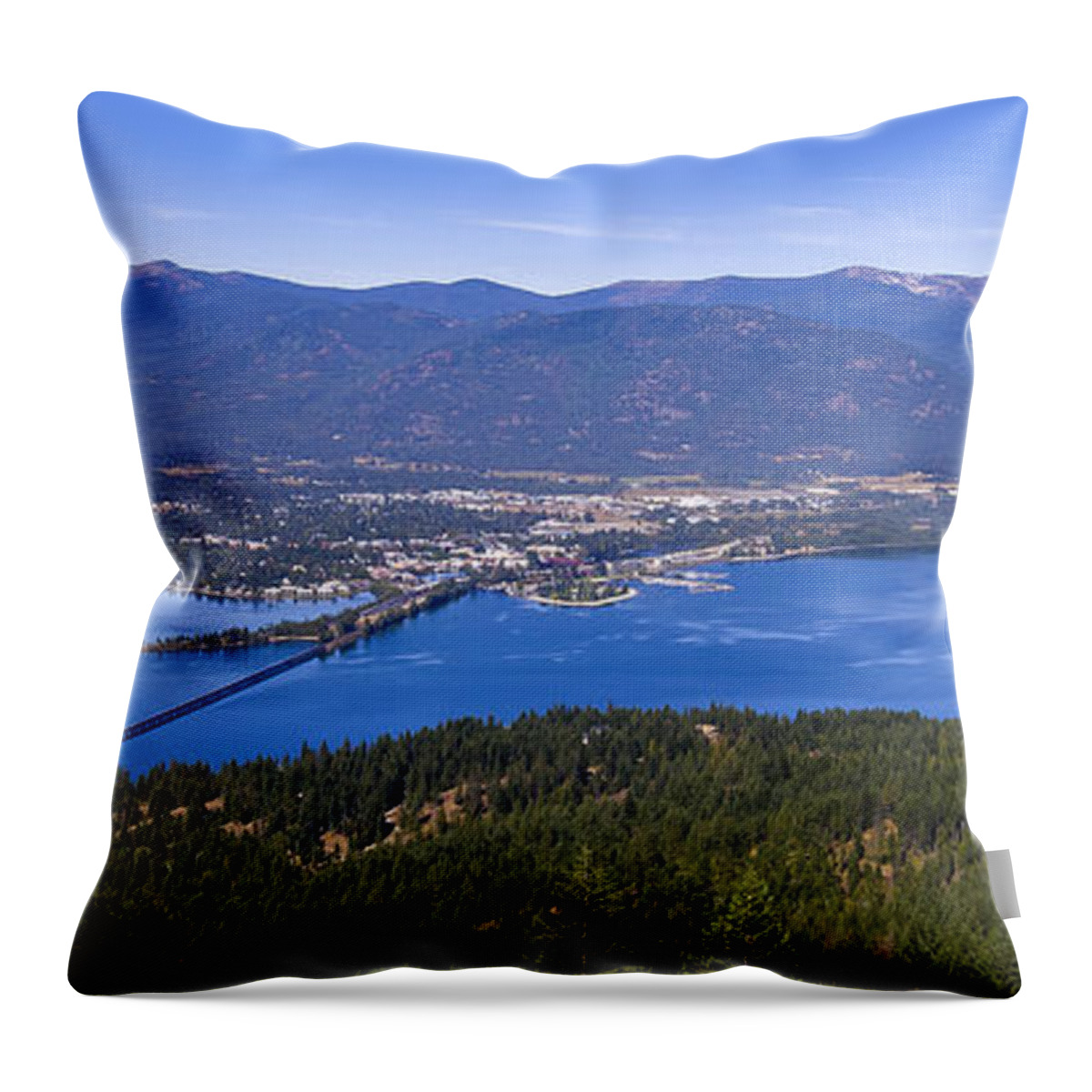 North Idaho Throw Pillow featuring the photograph Sandpoint from Trail 3 - 110923-021 by Albert Seger