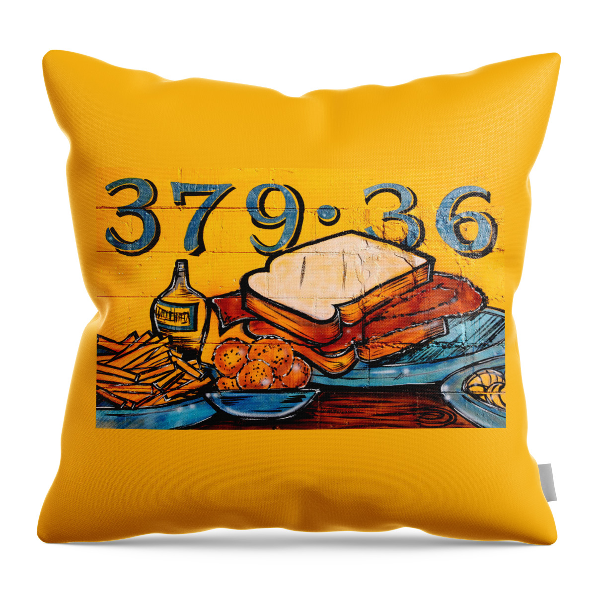 Yellow Throw Pillow featuring the photograph Sandwich at Canal Chicken by Ross Lewis