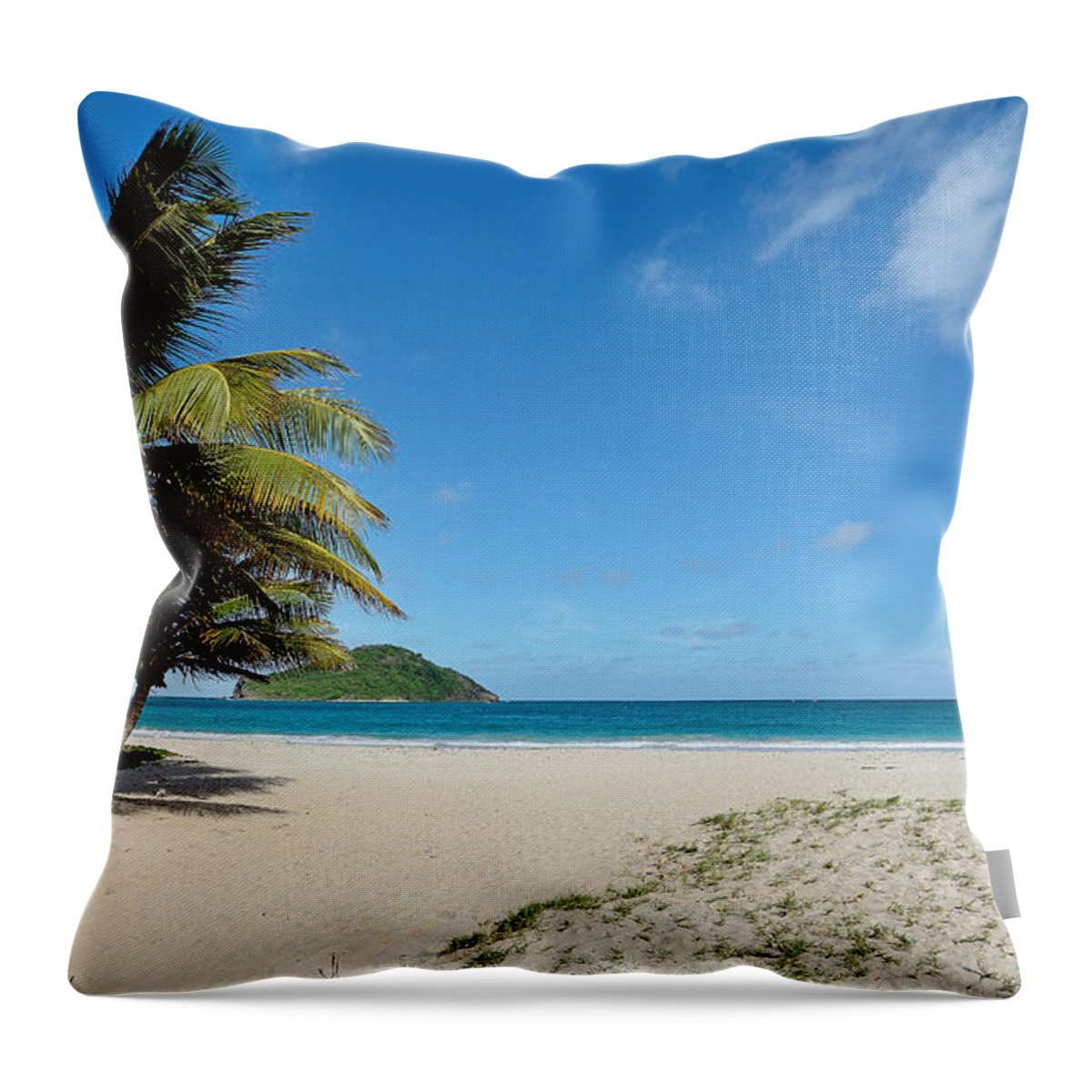 Sandy Throw Pillow featuring the photograph Sandy Beach and Maria Island - St. Lucia by Brendan Reals