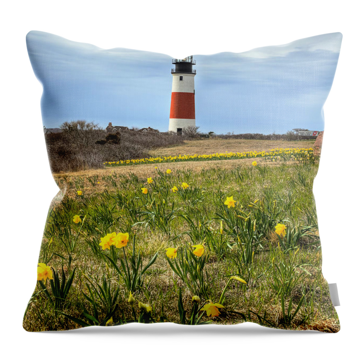 Lighthouse Throw Pillow featuring the photograph Sankaty Lighthouse Nantucket by Donna Doherty