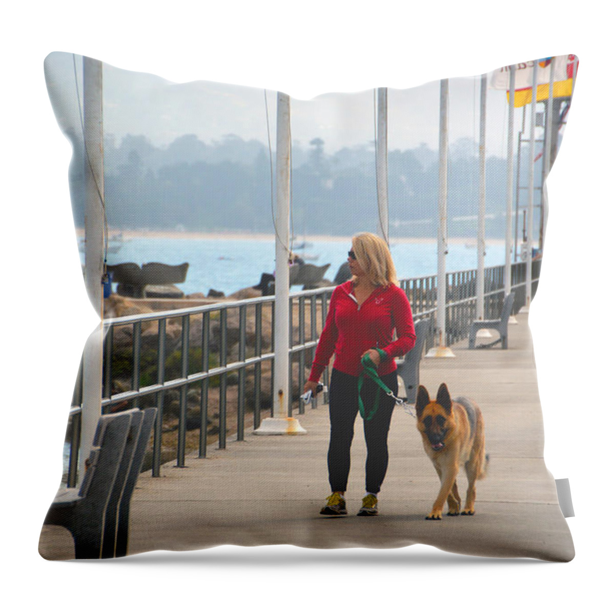 Barbara Snyder Throw Pillow featuring the photograph Santa Barbara Breakwater 3 by Barbara Snyder