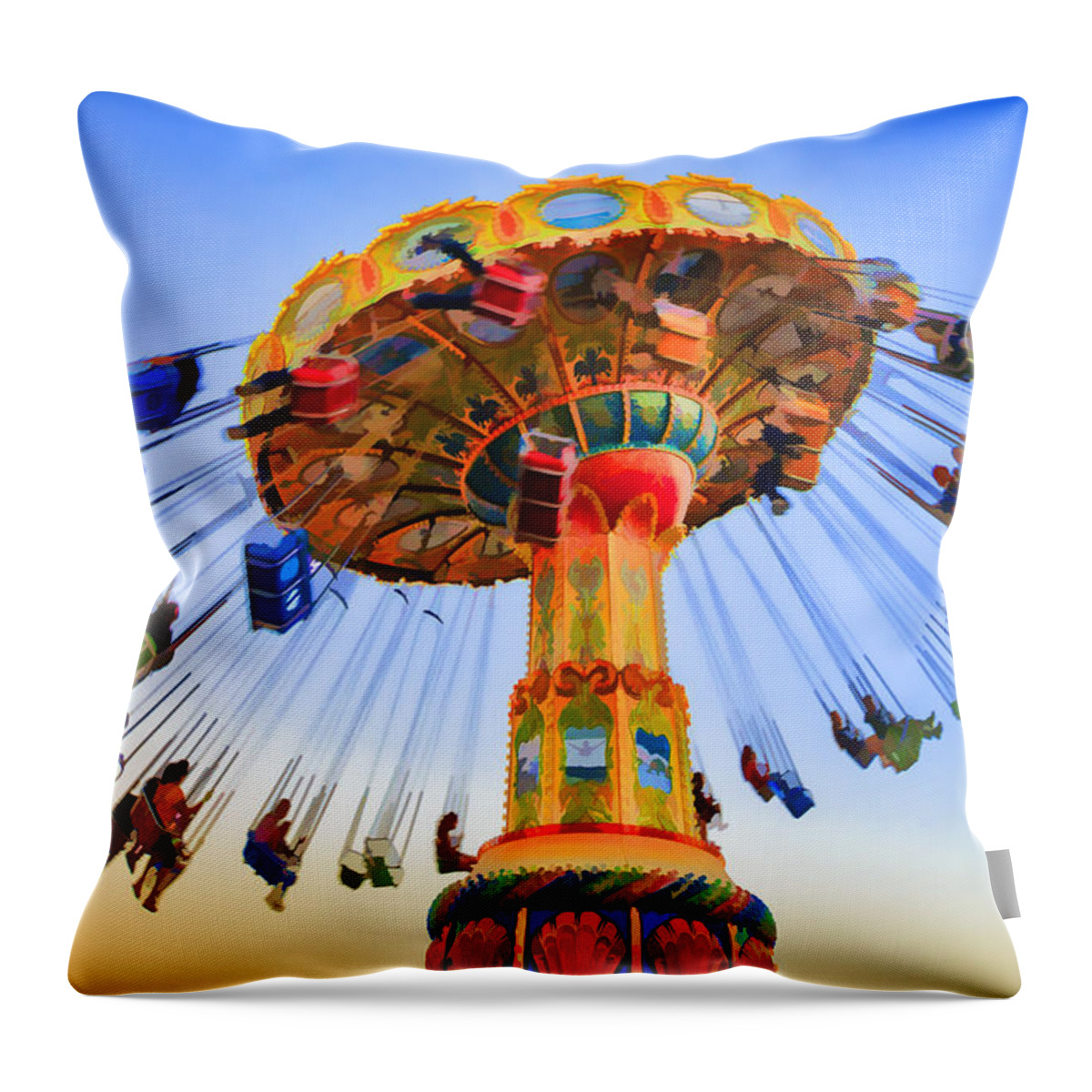 Carnival Throw Pillow featuring the photograph Santa Cruz Seaswing At Sunset 6 Painterly by Scott Campbell